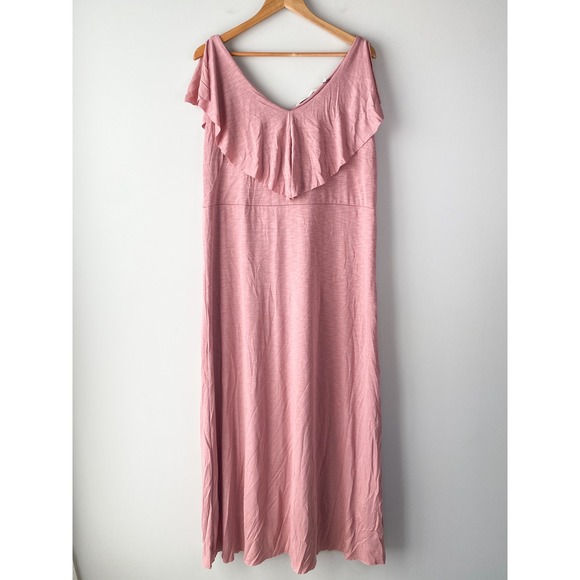 Soft‎ Surroundings Womens Rosanna Maxi Dress XL Rose Pink Sleeveless Ruffle Soft - Picture 2 of 11